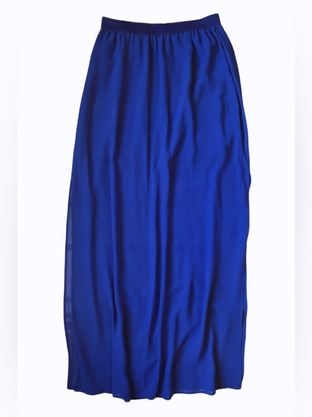 H&M Divided Women’s Sheer Overlay Maxi Skirt Elastic Waist Split Partially Lined